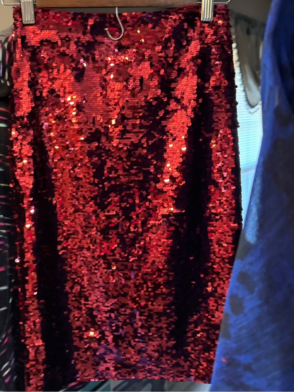 Alice + Olivia Red Sequin Pencil Skirt